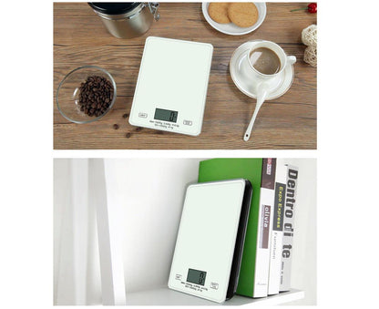 Digital Kitchen Scale Food Scale USB Rechargeable Weight Grams Ounces Tempered Glass Scale for Baking Cooking V1263-JX-2427