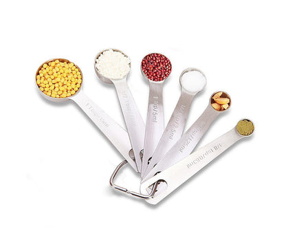 6Pcs Stainless Steel Measuring Spoons Set Measure Baking Coffee Kitchen Tool V1263-JX-243