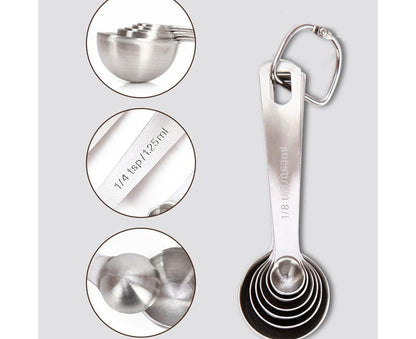 6Pcs Stainless Steel Measuring Spoons Set Measure Baking Coffee Kitchen Tool V1263-JX-243