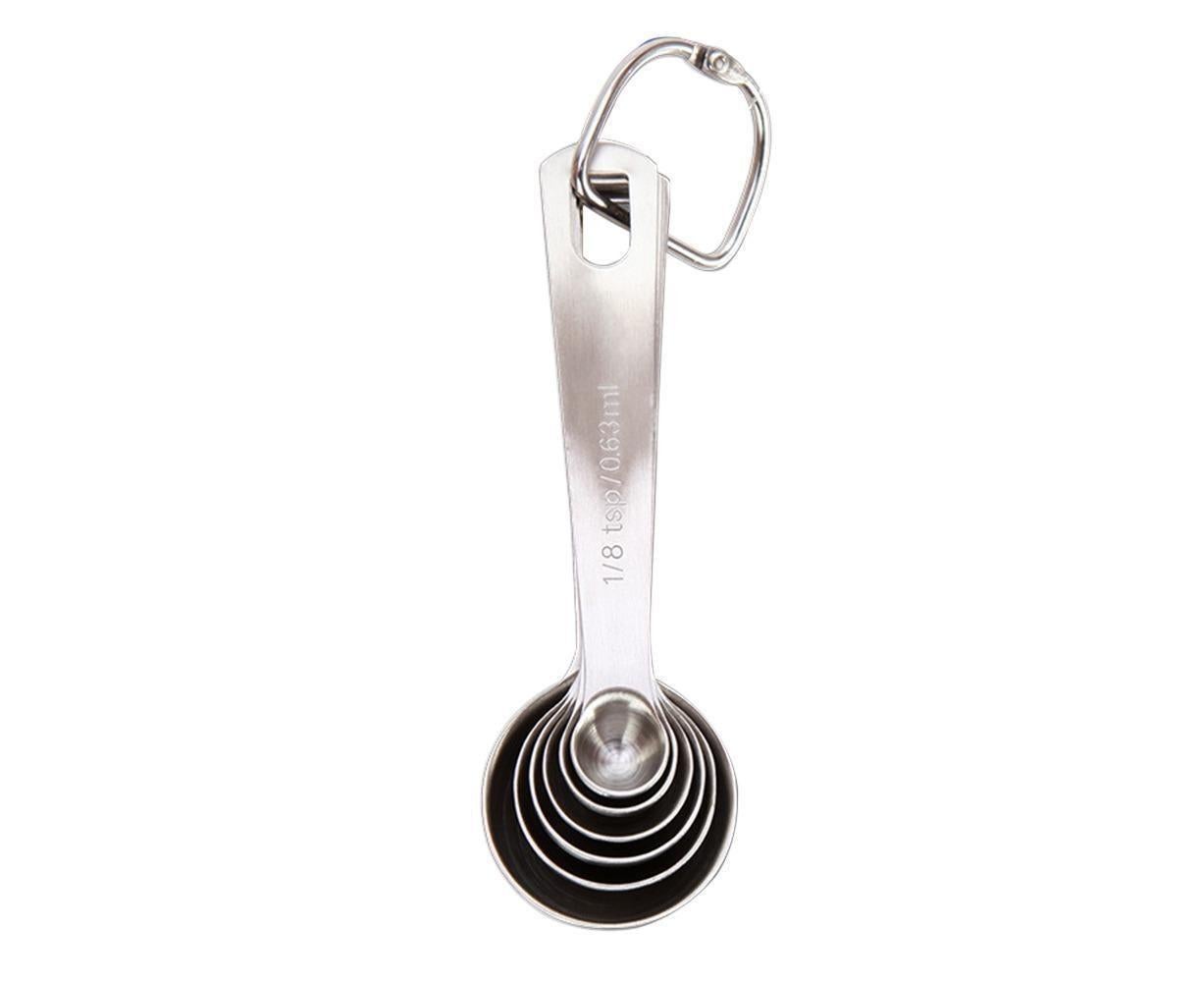 6Pcs Stainless Steel Measuring Spoons Set Measure Baking Coffee Kitchen Tool V1263-JX-243