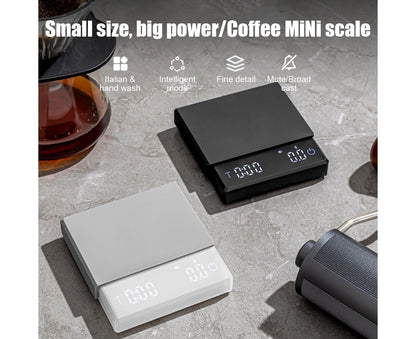 Mini Coffee Scale with Timer, 2kg/0.1g Accurate 3 Modes Type-C Rechargeable Portable Digital Scale for V1263-JX-2433