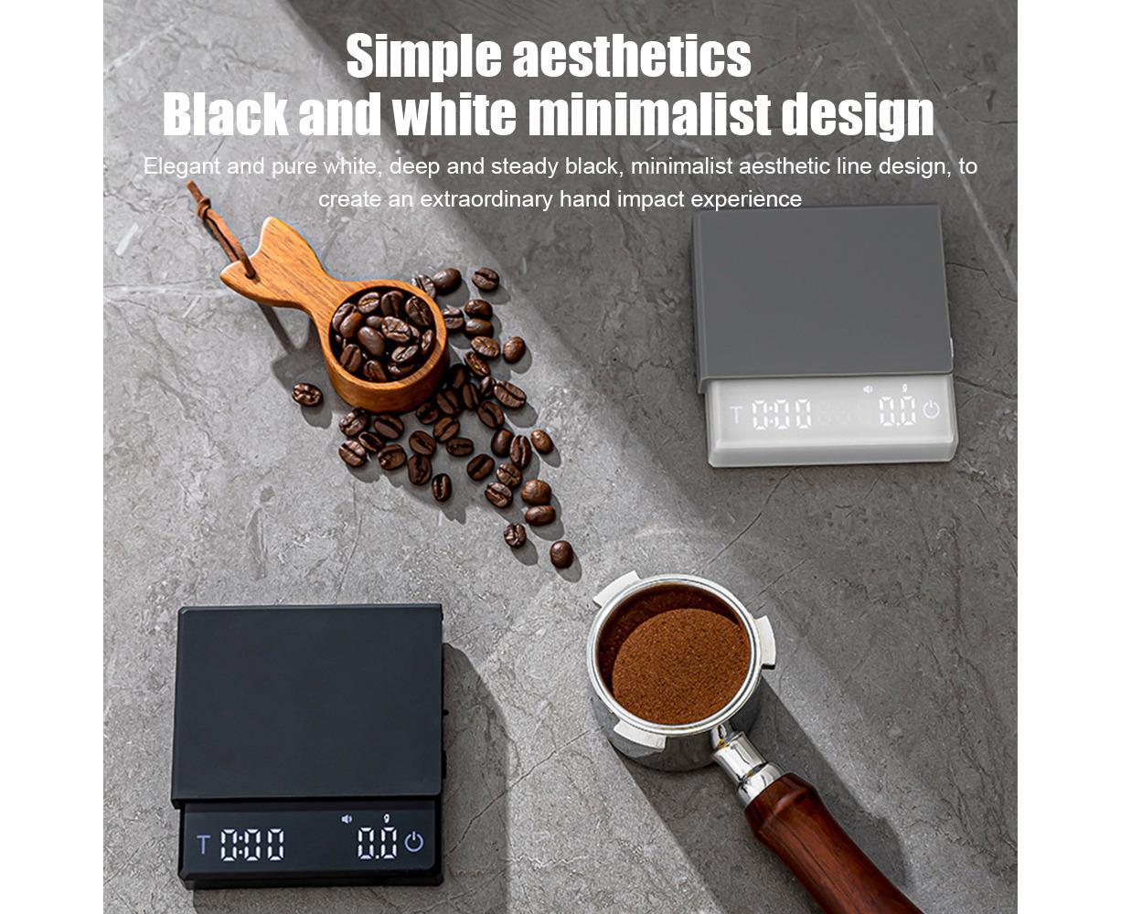 Mini Coffee Scale with Timer, 2kg/0.1g Accurate 3 Modes Type-C Rechargeable Portable Digital Scale for V1263-JX-2433