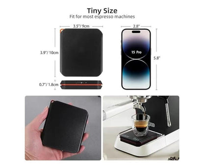 Coffee Scale with Timer 2000g/0.1g Rechargeable Espresso Scale Portable Digital Kitchen Scale with 3 Timing V1263-JX-2435