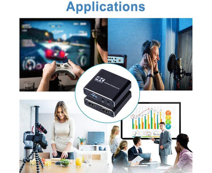 4K HDMI-compatible USB2.0 Video Capture Card Game Live Streaming Recording Box Adapter - Black V1263-JX-244
