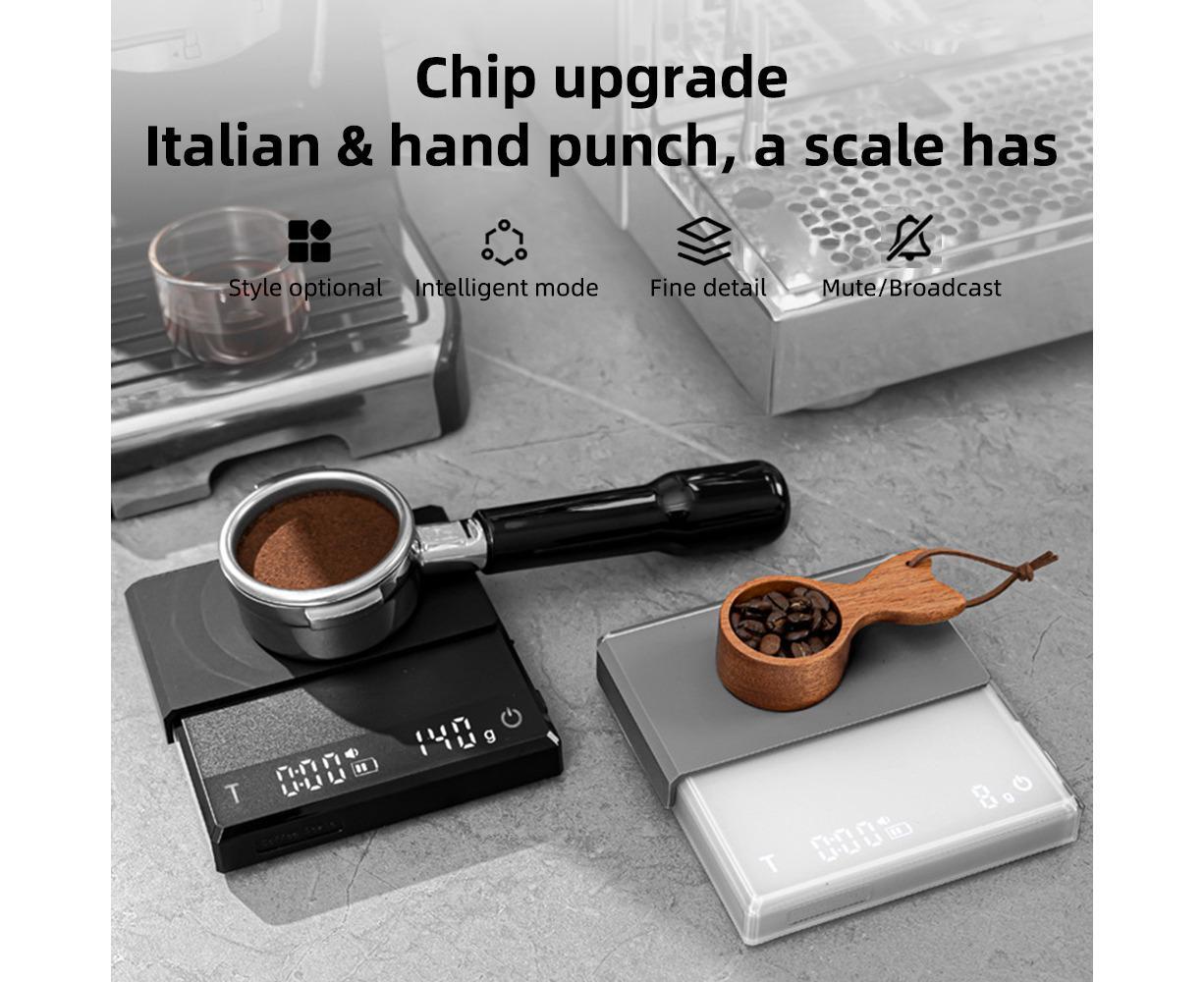 Mini Coffee Scale with Timer, 2kg/0.1g Accurate 3 Modes Type-C Rechargeable Portable Digital Scale for V1263-JX-2444