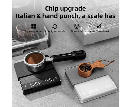 Mini Coffee Scale with Timer, 2kg/0.1g Accurate 3 Modes Type-C Rechargeable Portable Digital Scale for V1263-JX-2444