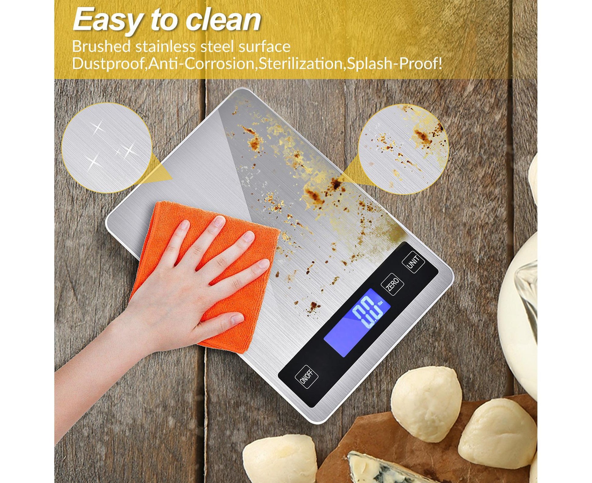 Kitchen Scale Durable Lightweight Electronic Scale Stainless Steel Fast Digital Weight Measure Tool V1263-JX-2445