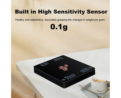 Coffee Scale with Wireless Display 3kg/0.1g High Precision Espresso Scale Rechargeable Digital Kitchen Scale V1263-JX-2456