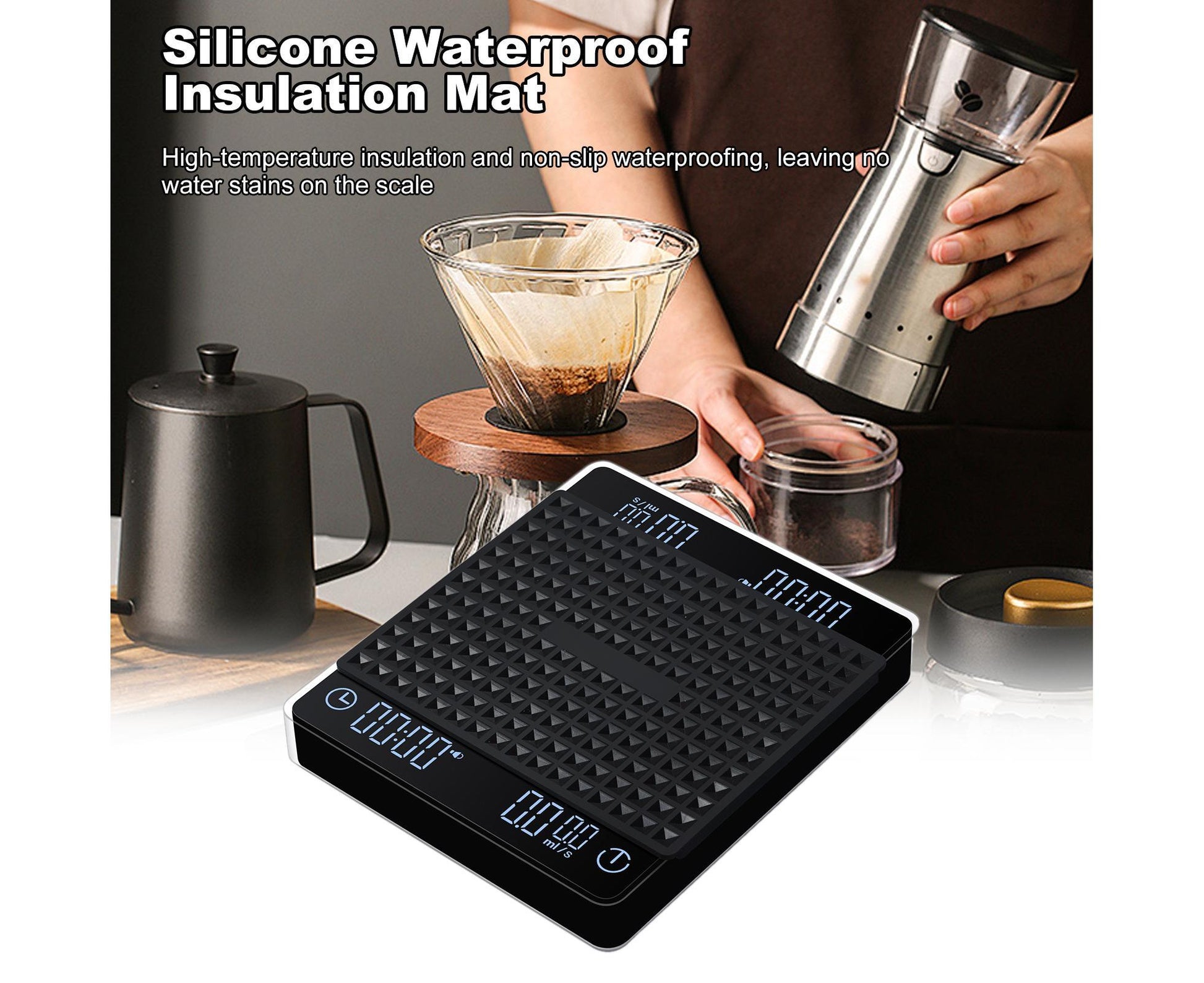 Coffee Scale with Wireless Display 3kg/0.1g High Precision Espresso Scale Rechargeable Digital Kitchen Scale V1263-JX-2456