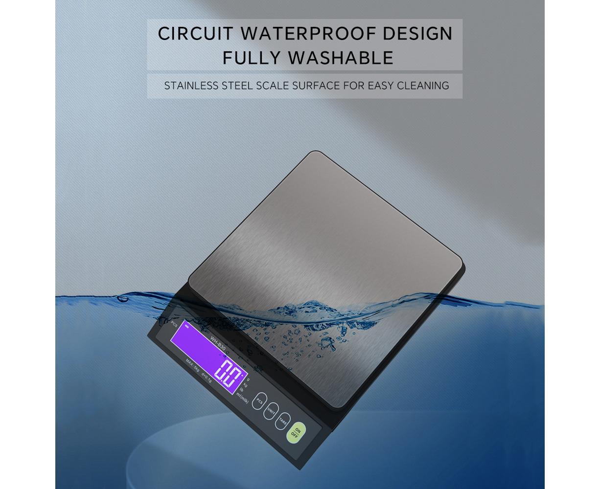 Rechargeable Baking Electric Scale IP67 Waterproof High Accurate Kitchen Scale with Counting Tare Zeroing V1263-JX-2458