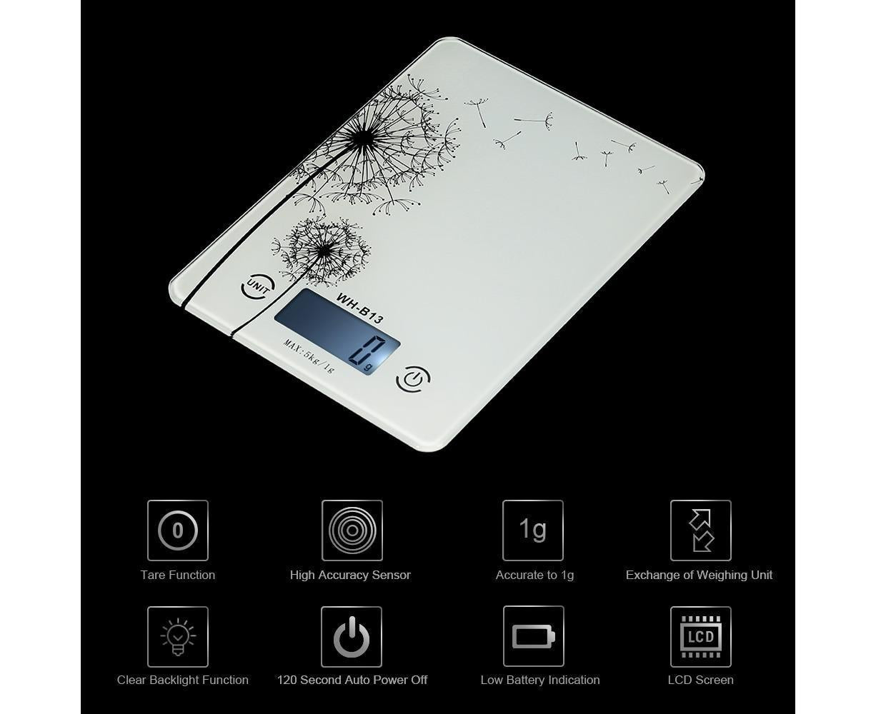 5KG/1G Accurate Touch Screen LCD Backlight Digital Kitchen Food Scale G/LB/OZ Electronic Weight Balance for V1263-JX-2465