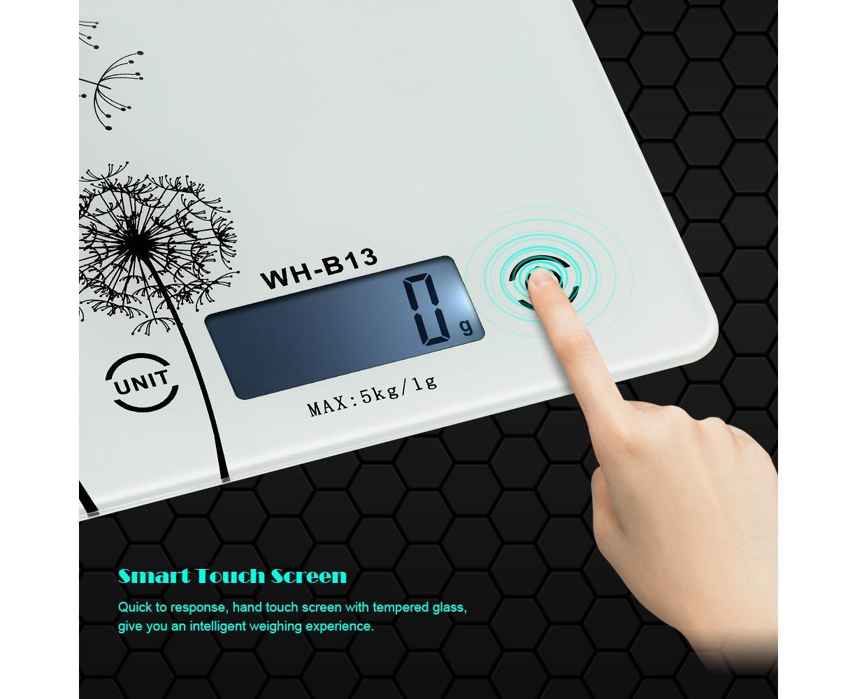 5KG/1G Accurate Touch Screen LCD Backlight Digital Kitchen Food Scale G/LB/OZ Electronic Weight Balance for V1263-JX-2465