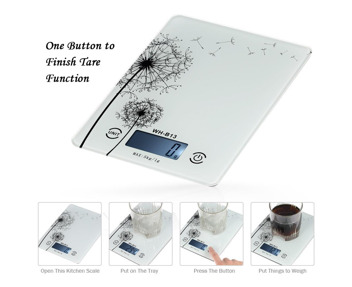 5KG/1G Accurate Touch Screen LCD Backlight Digital Kitchen Food Scale G/LB/OZ Electronic Weight Balance for V1263-JX-2465