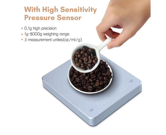 Digital Coffee Scale with Timer LED Screen Espresso Scale Built-in Battery 5kg Max.Weighing 0.1g High V1263-JX-2466