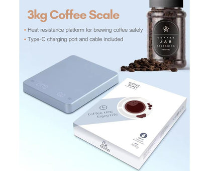 Digital Coffee Scale with Timer LED Screen Espresso Scale Built-in Battery 5kg Max.Weighing 0.1g High V1263-JX-2466