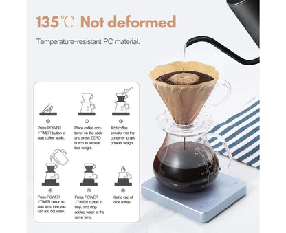 Digital Coffee Scale with Timer LED Screen Espresso Scale Built-in Battery 5kg Max.Weighing 0.1g High V1263-JX-2466