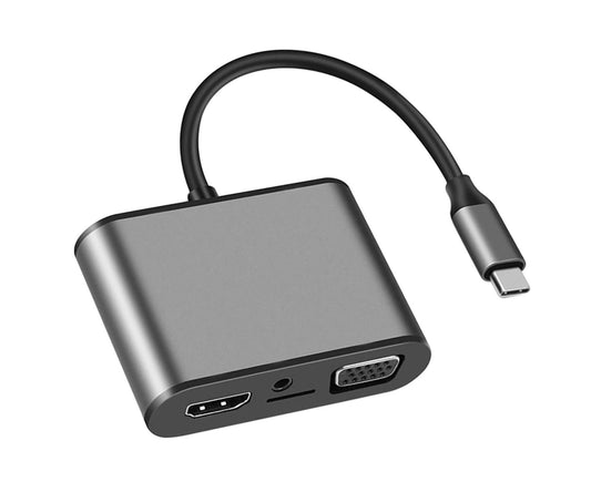 8 in 1 USB Type-C to HDMI-compatible PD TF VGA Card Reader Adapter Hub Converter Recorder - Grey V1263-JX-247