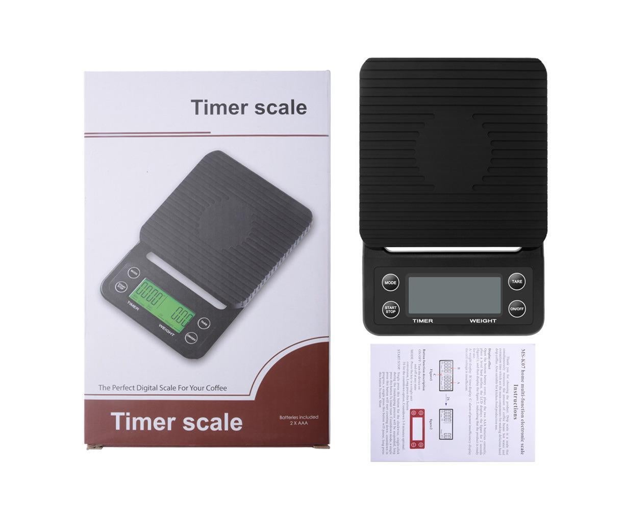 Household hand-brewed coffee scale timing electronic scale kitchen mini chronometer scale Black 3kg0.1g V1263-JX-2473