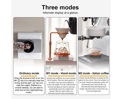 Mini Coffee Scale with Timer, 2kg/0.1g Accurate 3 Modes Type-C Rechargeable Portable Digital Scale for V1263-JX-2480
