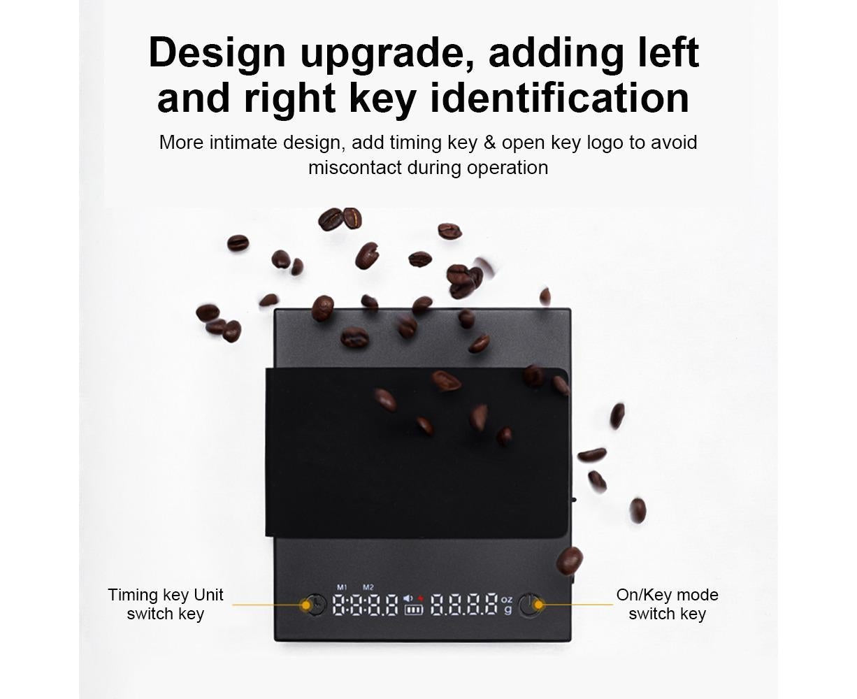 Mini Coffee Scale with Timer, 2kg/0.1g Accurate 3 Modes Type-C Rechargeable Portable Digital Scale for V1263-JX-2480