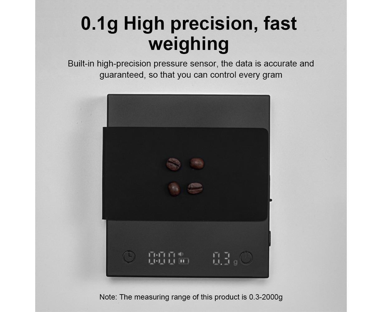 Mini Coffee Scale with Timer, 2kg/0.1g Accurate 3 Modes Type-C Rechargeable Portable Digital Scale for V1263-JX-2480