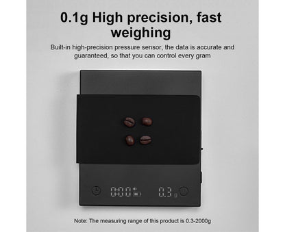 Mini Coffee Scale with Timer, 2kg/0.1g Accurate 3 Modes Type-C Rechargeable Portable Digital Scale for V1263-JX-2480