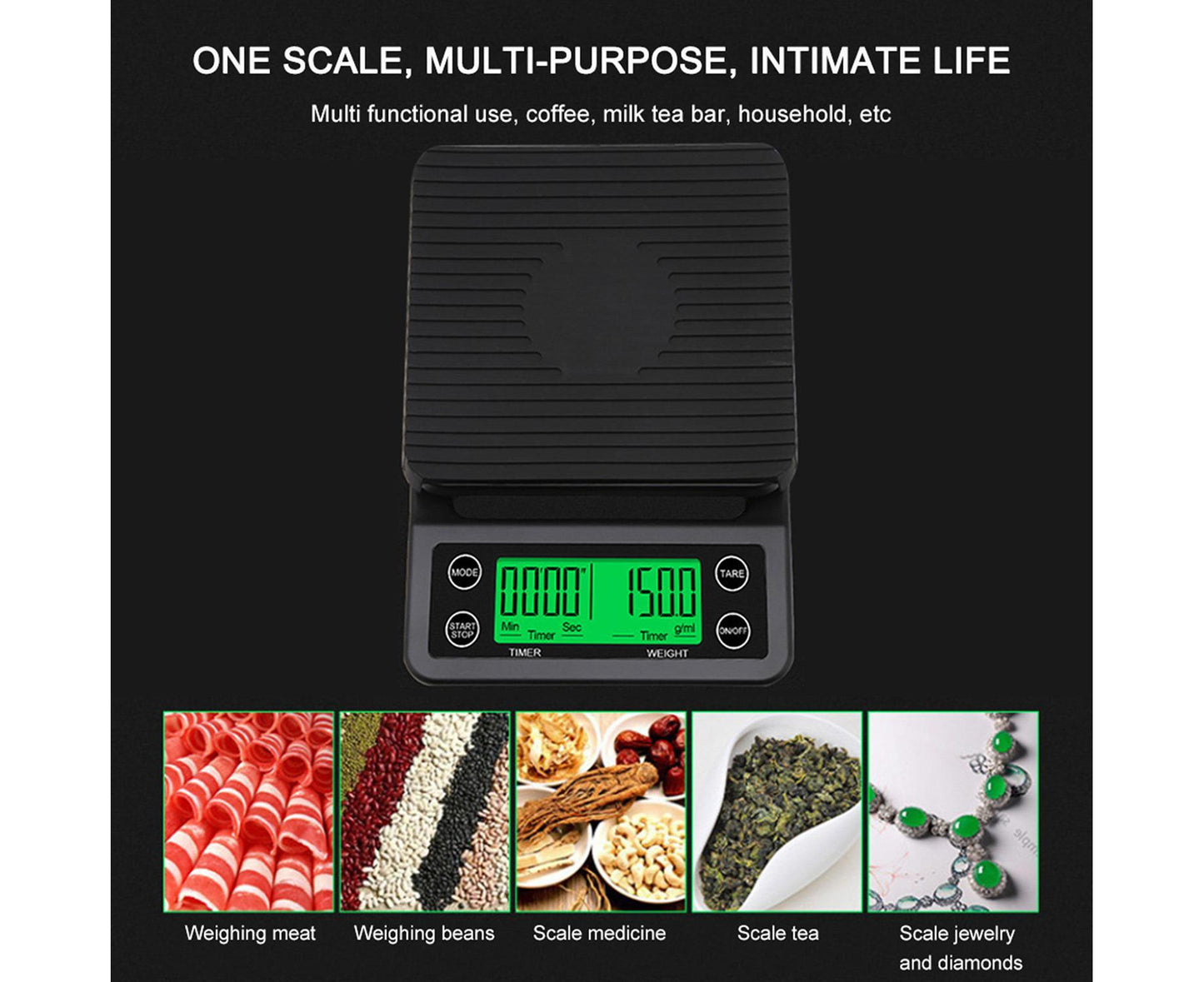 Accurate Electric Kitchen Scale,Coffee Scale with Timer High-precision Kitchen Scale Mini Electronic Platform V1263-JX-2482