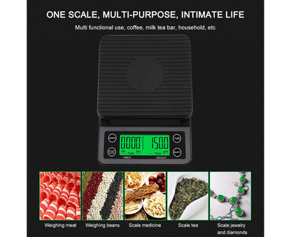 Accurate Electric Kitchen Scale,Coffee Scale with Timer High-precision Kitchen Scale Mini Electronic Platform V1263-JX-2482