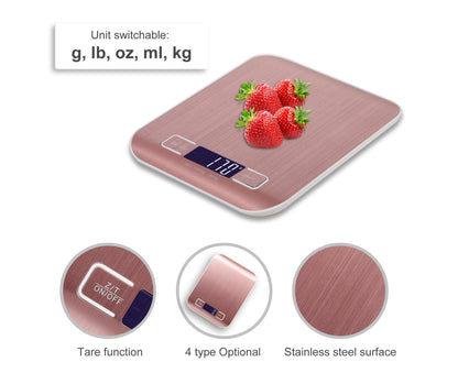 Kitchen Scale Digital Food Scale 10KG Measuring Range for Cooking Baking g lb oz ml kg Milk ml Stainless V1263-JX-2483