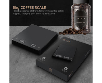Digital Coffee Scale with Timer LED Screen Espresso Scale Built-in Battery 5kg Max.Weighing 0.1g High V1263-JX-2485