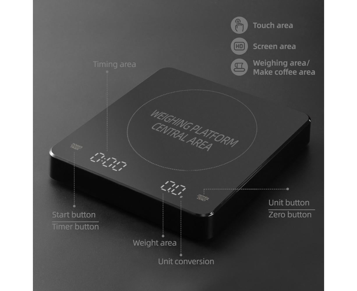 Digital Coffee Scale with Timer LED Screen Espresso Scale Built-in Battery 5kg Max.Weighing 0.1g High V1263-JX-2485
