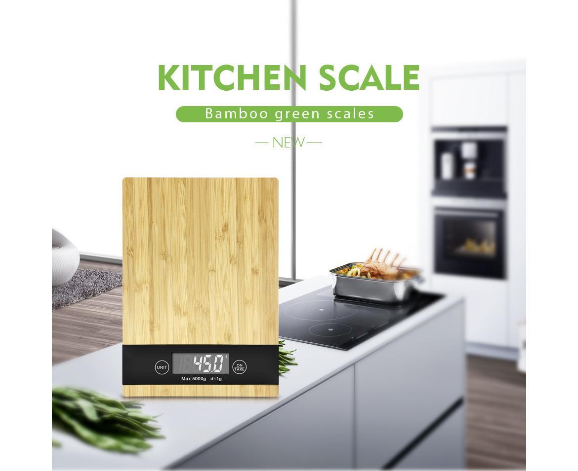 New 5kg food medicine scale baking electronic scale home gram weight scale bamboo panel home kitchen V1263-JX-2486