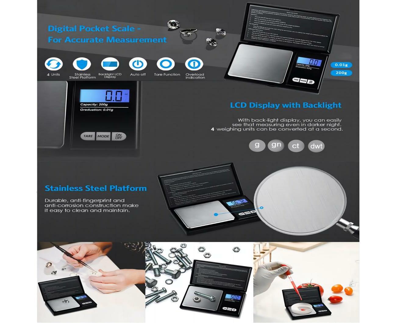 Electronic Pocket Mini Digital Gold Jewellery kitchen Scales 0.1G to 1000 Grams V1263-JX-2488