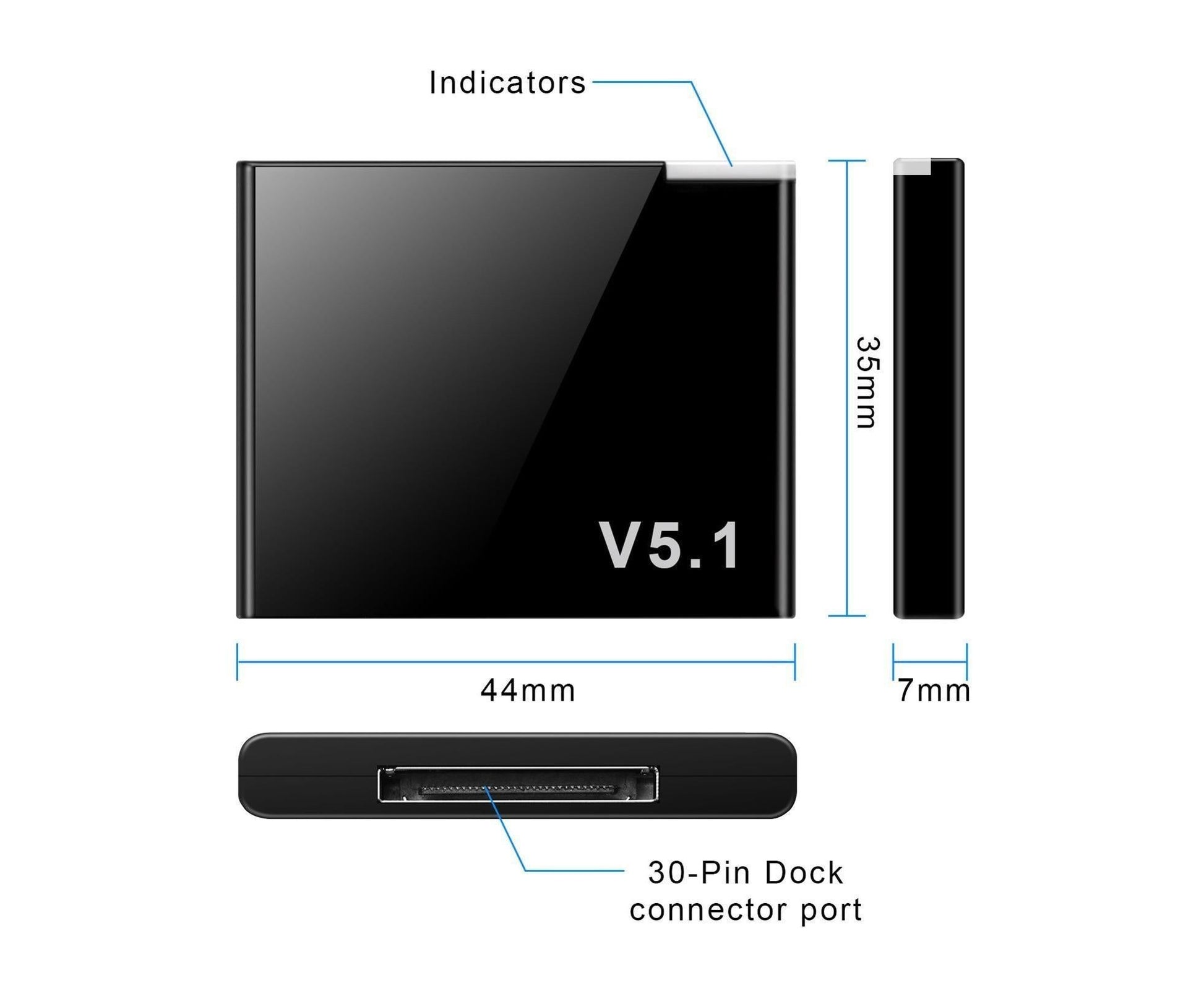 Audio Receiver Quick Transmission High Fidelity Plug Play 30 Pin Bluetooth-compatible5.1 Music Receiver V1263-JX-250