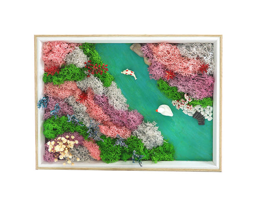 1 Set Everlasting Moss Painting Unique Creative Ocean World Picture with Photo Frame for Home Decoration V1263-JX-2503