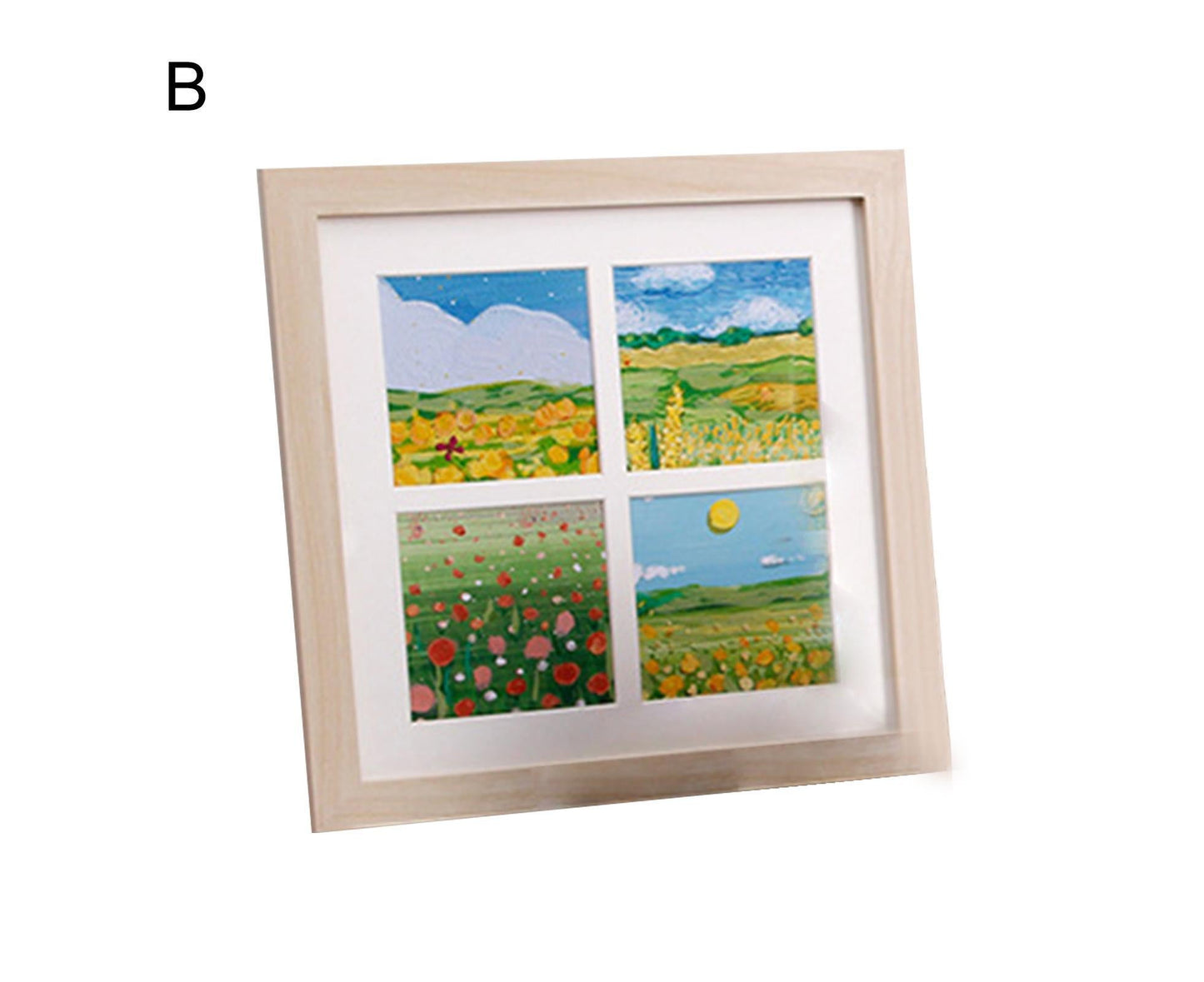 1 Set Painting Frame Not Easily Deformed Sturdy Square 4/9 Grids Picture Display Stands Home Supply - Light V1263-JX-2504