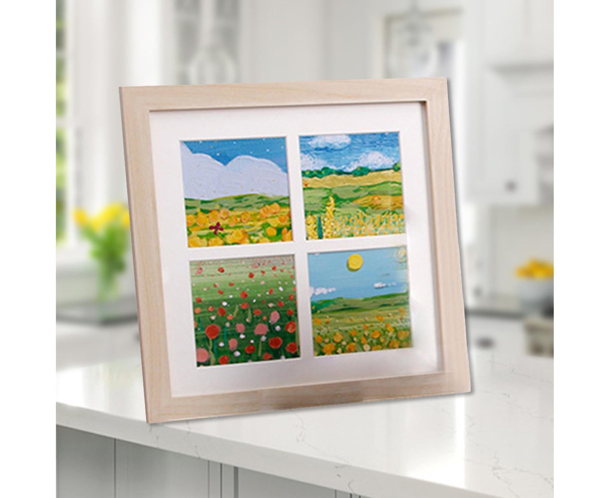 1 Set Painting Frame Not Easily Deformed Sturdy Square 4/9 Grids Picture Display Stands Home Supply - Light V1263-JX-2504