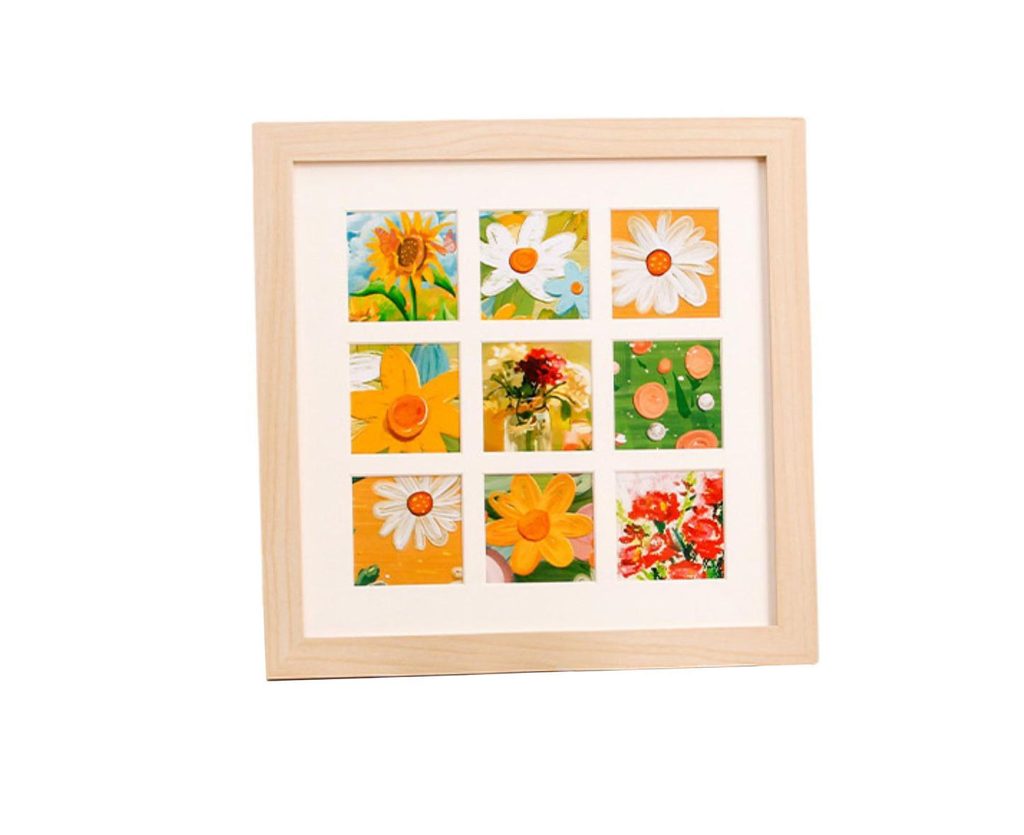 1 Set Painting Frame Not Easily Deformed Sturdy Square 4/9 Grids Picture Display Stands Home Supply - Light V1263-JX-2505
