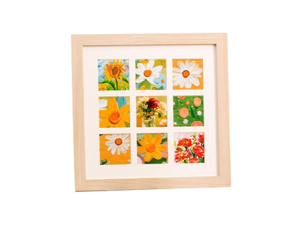 1 Set Painting Frame Not Easily Deformed Sturdy Square 4/9 Grids Picture Display Stands Home Supply - Light V1263-JX-2505
