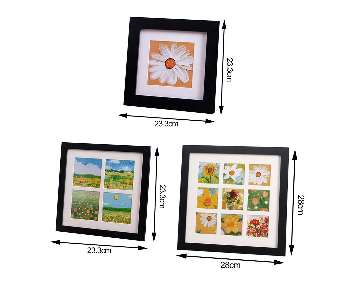 1 Set Painting Frame Not Easily Deformed Sturdy Square 4/9 Grids Picture Display Stands Home Supply - Light V1263-JX-2505