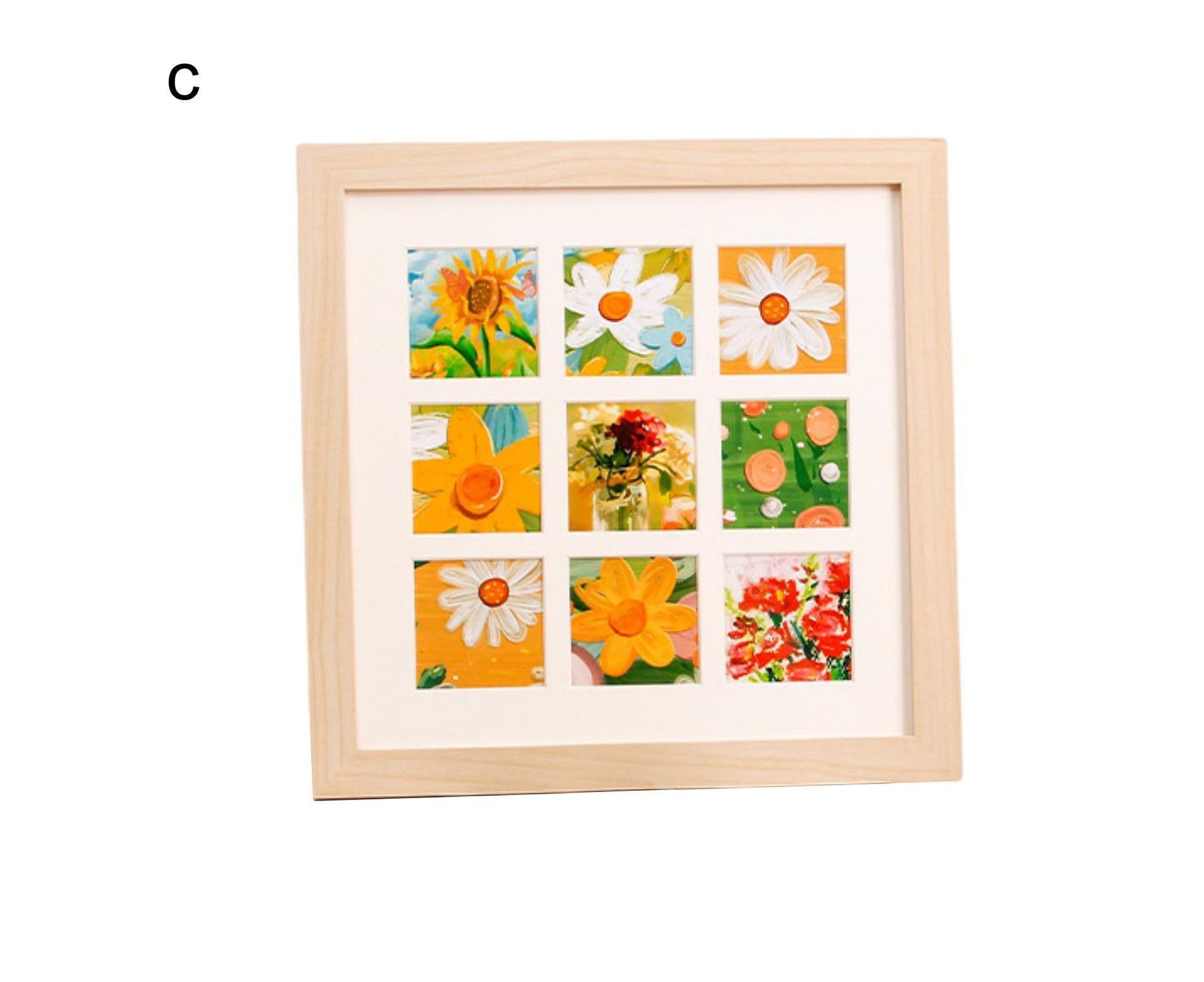 1 Set Painting Frame Not Easily Deformed Sturdy Square 4/9 Grids Picture Display Stands Home Supply - Light V1263-JX-2505