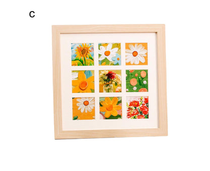 1 Set Painting Frame Not Easily Deformed Sturdy Square 4/9 Grids Picture Display Stands Home Supply - Light V1263-JX-2505