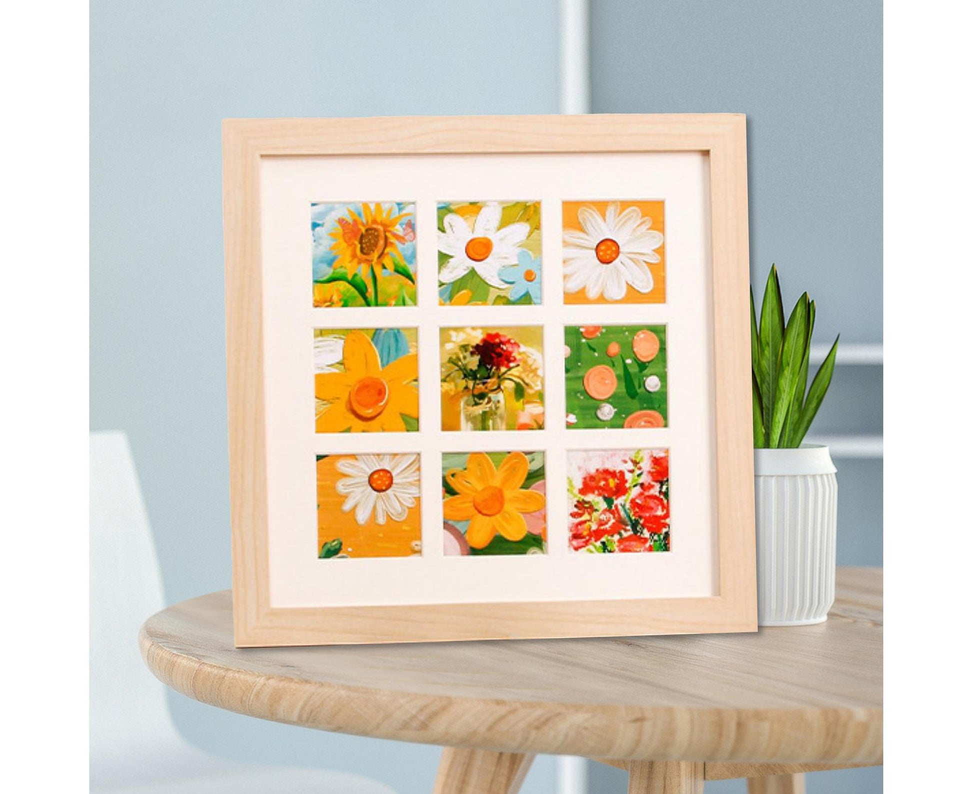 1 Set Painting Frame Not Easily Deformed Sturdy Square 4/9 Grids Picture Display Stands Home Supply - Light V1263-JX-2505