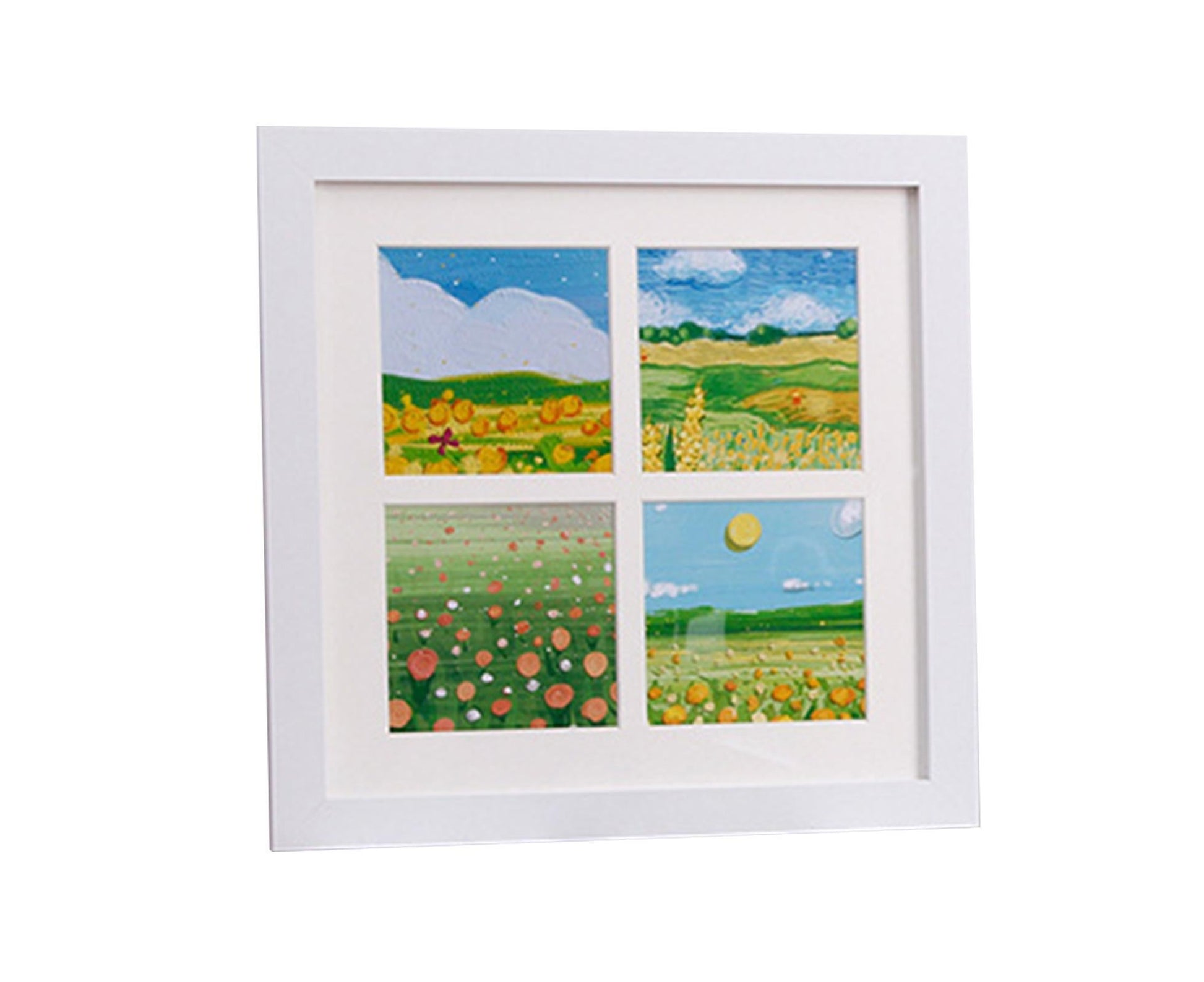 1 Set Painting Frame Not Easily Deformed Sturdy Square 4/9 Grids Picture Display Stands Home Supply - White V1263-JX-2506