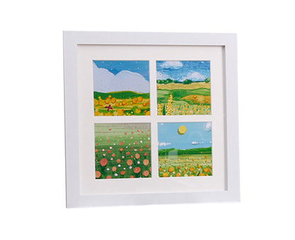 1 Set Painting Frame Not Easily Deformed Sturdy Square 4/9 Grids Picture Display Stands Home Supply - White V1263-JX-2506