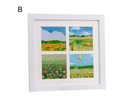 1 Set Painting Frame Not Easily Deformed Sturdy Square 4/9 Grids Picture Display Stands Home Supply - White V1263-JX-2506