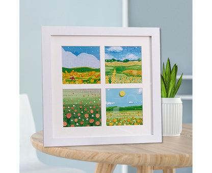 1 Set Painting Frame Not Easily Deformed Sturdy Square 4/9 Grids Picture Display Stands Home Supply - White V1263-JX-2506