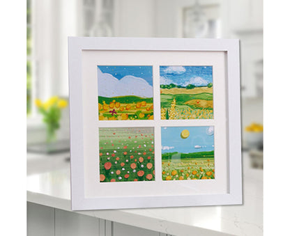 1 Set Painting Frame Not Easily Deformed Sturdy Square 4/9 Grids Picture Display Stands Home Supply - White V1263-JX-2506