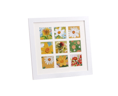 1 Set Painting Frame Not Easily Deformed Sturdy Square 4/9 Grids Picture Display Stands Home Supply - White V1263-JX-2507