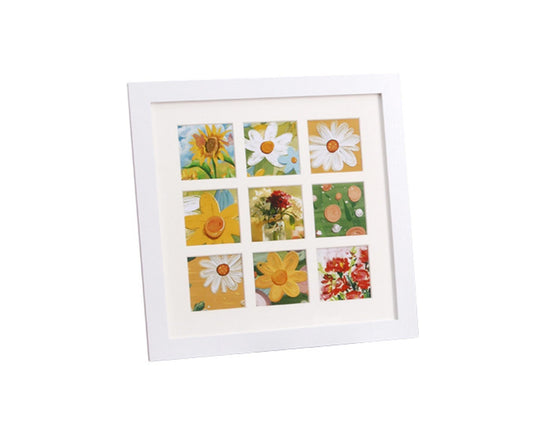 1 Set Painting Frame Not Easily Deformed Sturdy Square 4/9 Grids Picture Display Stands Home Supply - White V1263-JX-2507